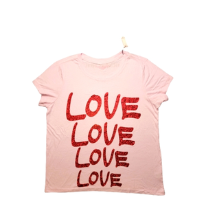 NWT Victoria's Secret Light Pink with red glitter LOVE‎ words Size Medium